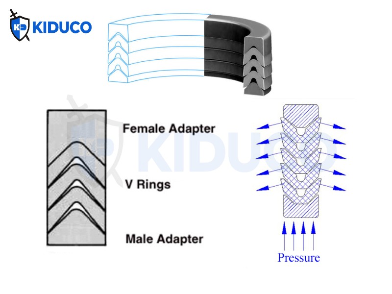 Cấu tạo chi tiết của một bộ phớt xếp V-Packing