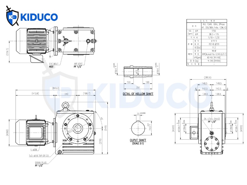 Thông số kỹ thuật Helical Worm Gear Reducer